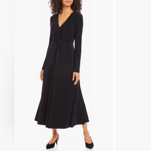 Karen Kane Twist Front Long Sleeve Black Elegant Dress